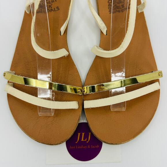 Ancient Greek Sandals Women's Goudi Sandals Off White/Gold Size 39 EU/ 9 US - Picture 5 of 15